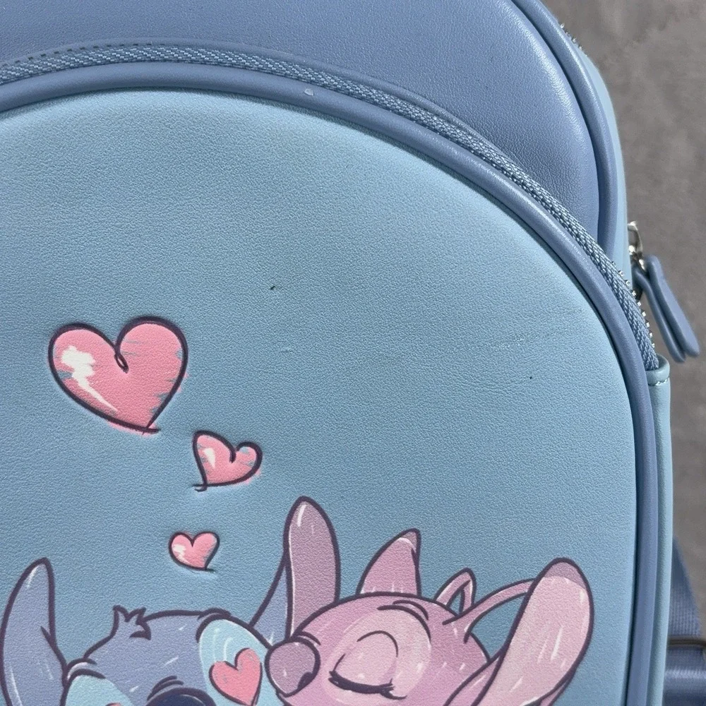 Loungefly Disney Lilo & Stitch Stitch Angel Couple Mini Backpack Hearts Blue